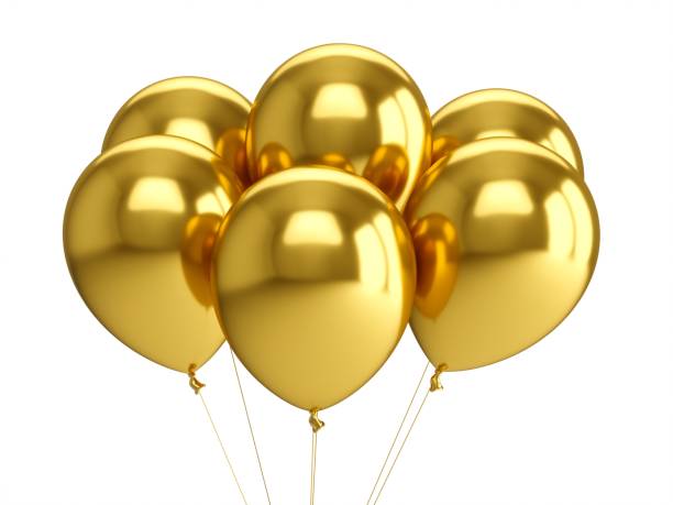 istock 3D Rendering golden Balloons Isolated on white Background 1004856732