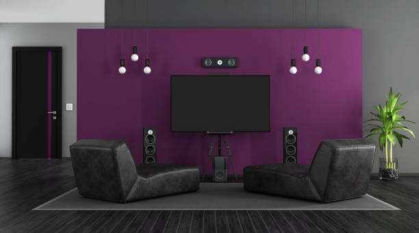 istock Black and purple home cinema 1004859928