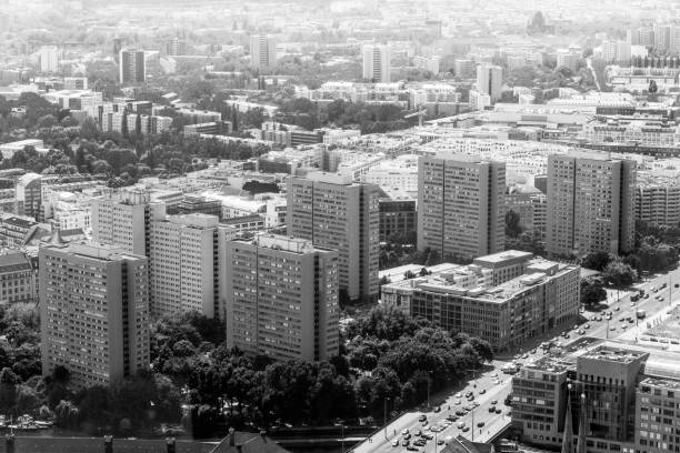 Berlin, cathedral - monochrome aerial viewBerlin - monochrome aerial view - contrast skyscrapers and trees