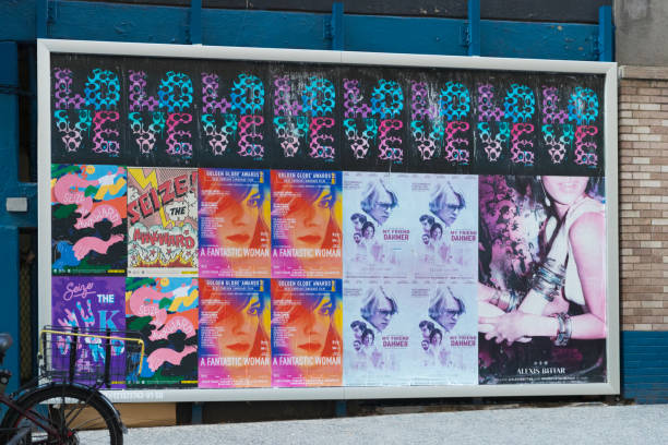 New York, July 19, 2018: New York wall movie posters