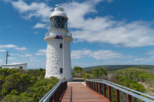 Cape Naturaliste, Australia - February 9, 2018: Historic lighthouse on Cape Naturaliste on February 9, 2018 in Western Australia