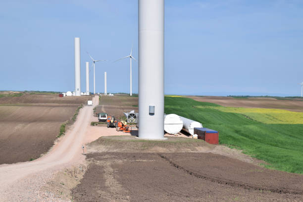 istock Construction of windfarm in eastern Europe 1004874230
