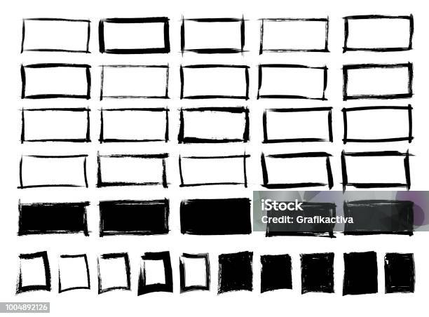 Set Of Hand Drawn Frames Empty And Full Frames Vector Stock Illustration - Download Image Now