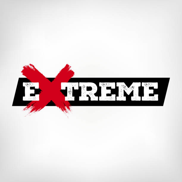 illustrazioni stock, clip art, cartoni animati e icone di tendenza di estremo. logo con la parola estrema. x con stile grunge. tratti fatti a mano. - extreme sports