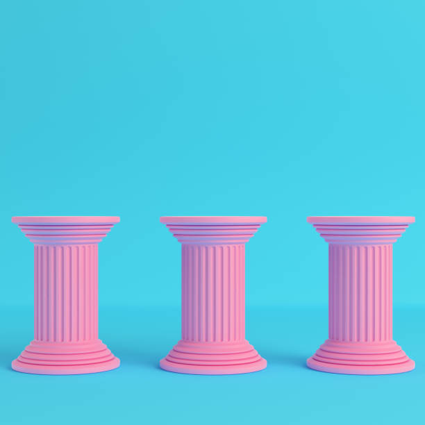 istock Three ancient pillars on bright blue background in pastel colors 1004923436