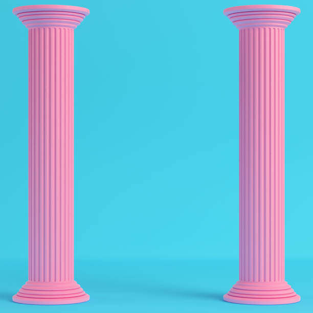istock Two ancient pillars on bright blue background in pastel colors 1004923460