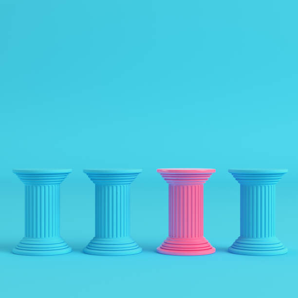 istock Four ancient pillars on bright blue background in pastel colors 1004923506
