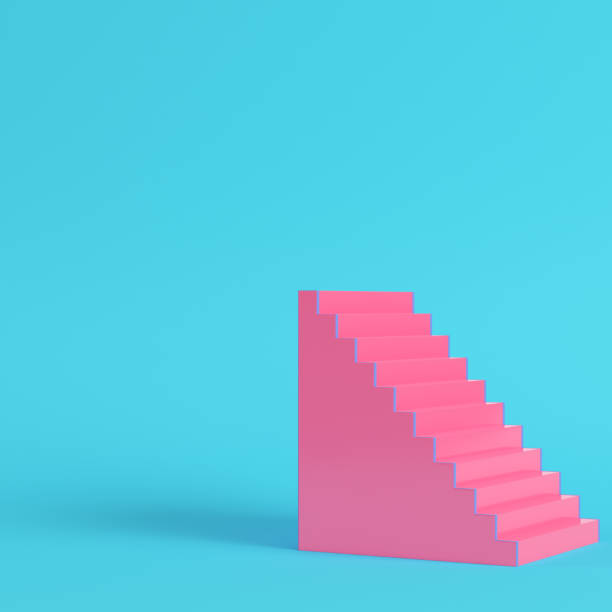 istock Pink abstract stair on bright blue background in pastel colors 1004923752