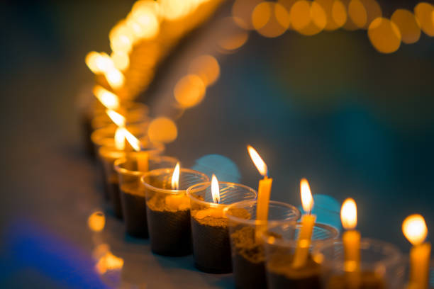 Light candle buring in celebration and spirit meditation