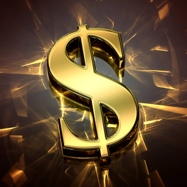 istock Close-up on a golden Dollar symbol with caustic light 1004928832