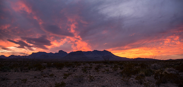 Sun setting on the Chisos Mountains