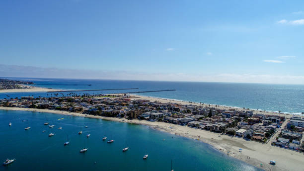 istock Drone flight California ocean bay 1004949196