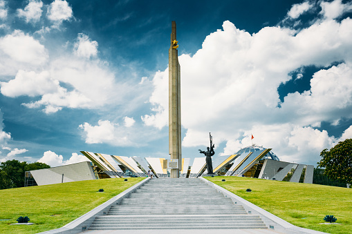 Monument Near Building Belorussian Museum Of The Great Patriotic War In Minsk, Belarus