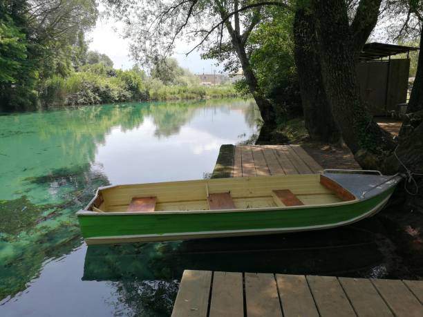Boat moored on the creek