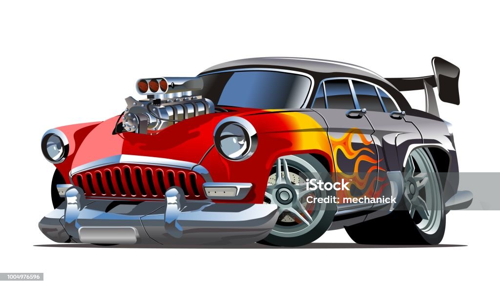 Cartoon Retro Hot Rod Stock Illustration - Download Image Now - Racecar,  Auto Racing, Vintage Car - iStock
