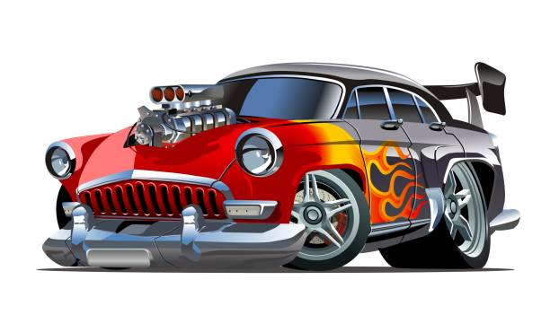 Cartoon retro hot rod Cartoon retro hot rod isolated on white background. Available EPS-10 vector format separated by groups and layers for easy edit car show stock illustrations