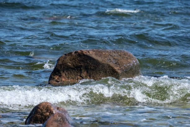 istock rocky sea beach with waves and sunny day 1004981672