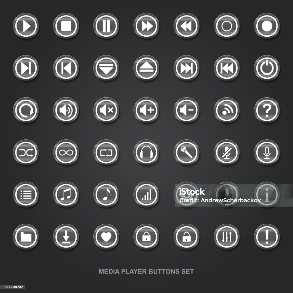 Programable Media Buttons Vector Metallic Media Player Buttons Set Stock Illustration - Download ...