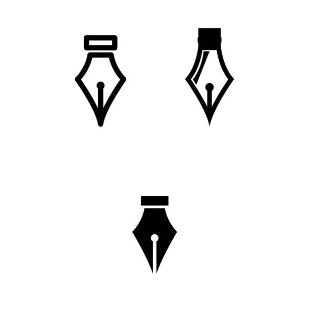 pen a set of pen icons fountain pen stock illustrations