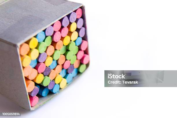 Colored chalk in the box, Stock image
