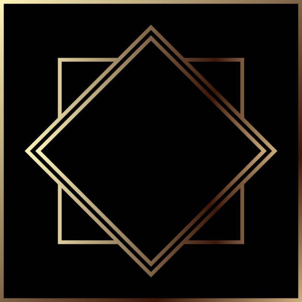 istock Art deco golden geometric metal frame border retro vintage sample background vector 1005059960