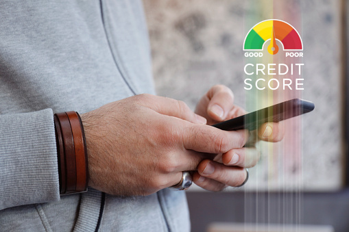 Smart Phone Showing Credit Score On A Screen