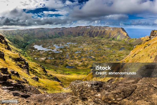 Amazing View Over Rano Kau Volcano Maybe The Most Impressive Landscape Inside Easter Island Stock Photo - Download Image Now