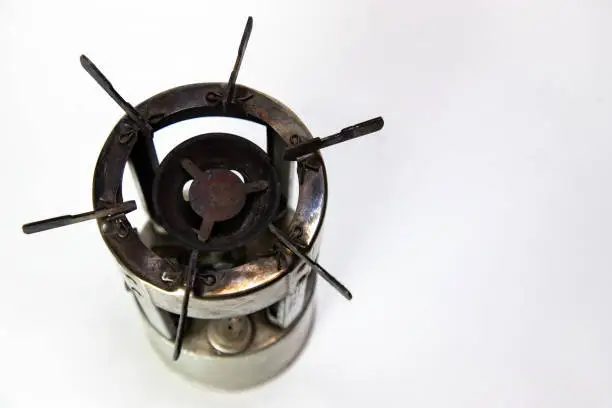Vintage backpackers portable camping stove from above