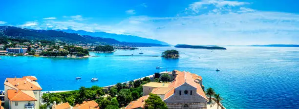 Photo of Rab town on Croatian island Rab from a tower of city cathedral