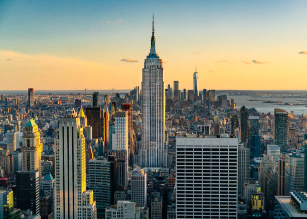 曼哈頓的日落 - empire state building 個照片及圖片檔