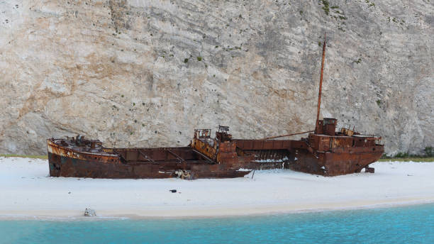 istock Navagio Beach, Zakynthos island sunken ship, Greece 1005127322
