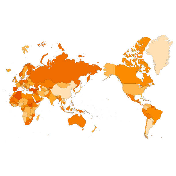World map Asia centered Vector illustration of the world map with Asia in the center facebook news australia stock illustrations