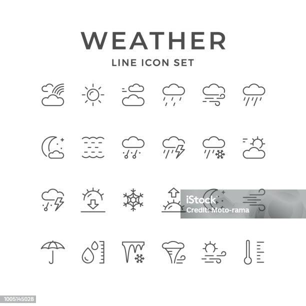 Set Line Icons Of Weather Stock Illustration - Download Image Now - Hail, Icon Symbol, Meteorology