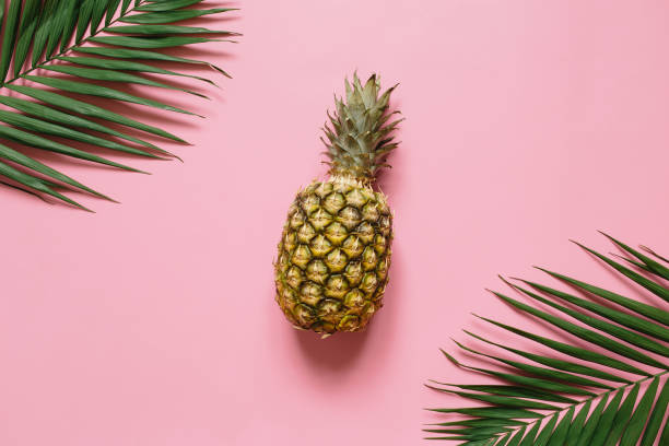istock Ripe pineapple on pastel pink background 1005145326