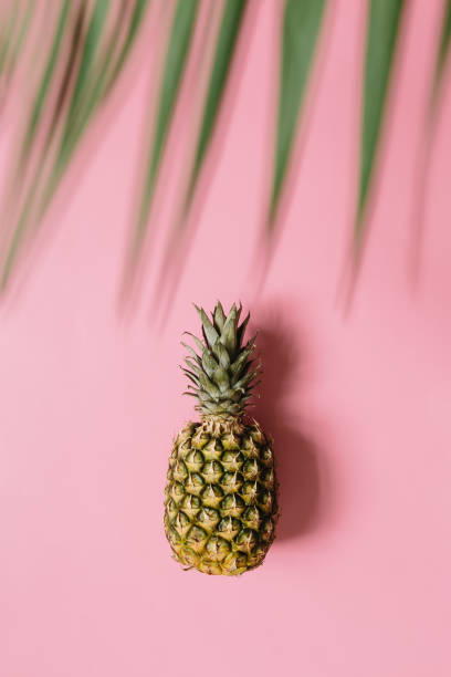 istock Ripe pineapple on pastel pink background 1005145360