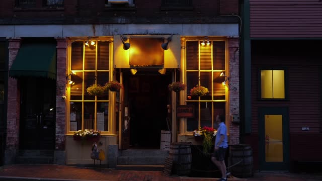 Nighttime Establishing Shot of City Bar or Restaurant