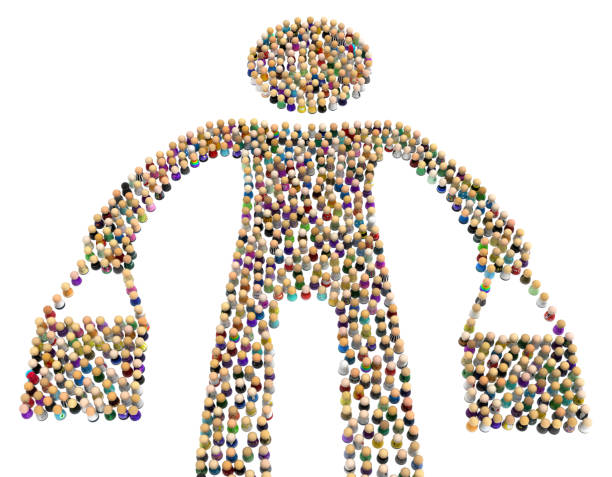 istock Cartoon Crowd Figure, Bags Carry 1005165804