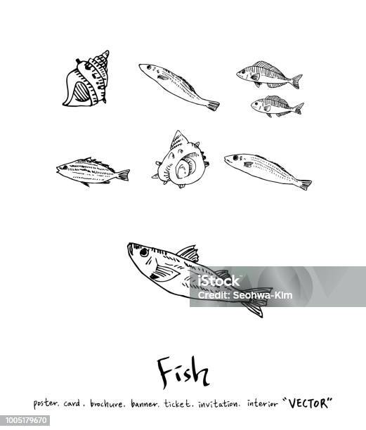 Food Menu Illustrations Stock Illustration - Download Image Now - Anchovy, Balloonfish, Bass - Fish