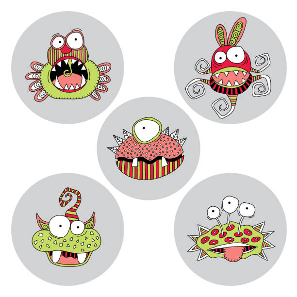 Cute Monsters Doodle Vector vector art illustration