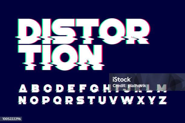 Trendy Style Distorted Glitch Typeface Stock Illustration - Download Image Now - Typescript, Problems, Glitch Technique