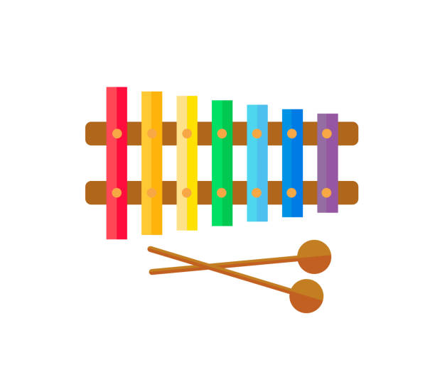 Childrens Colorful Bright Xylophone With Mallets Vector Illustration Stock  Illustration - Download Image Now - iStock