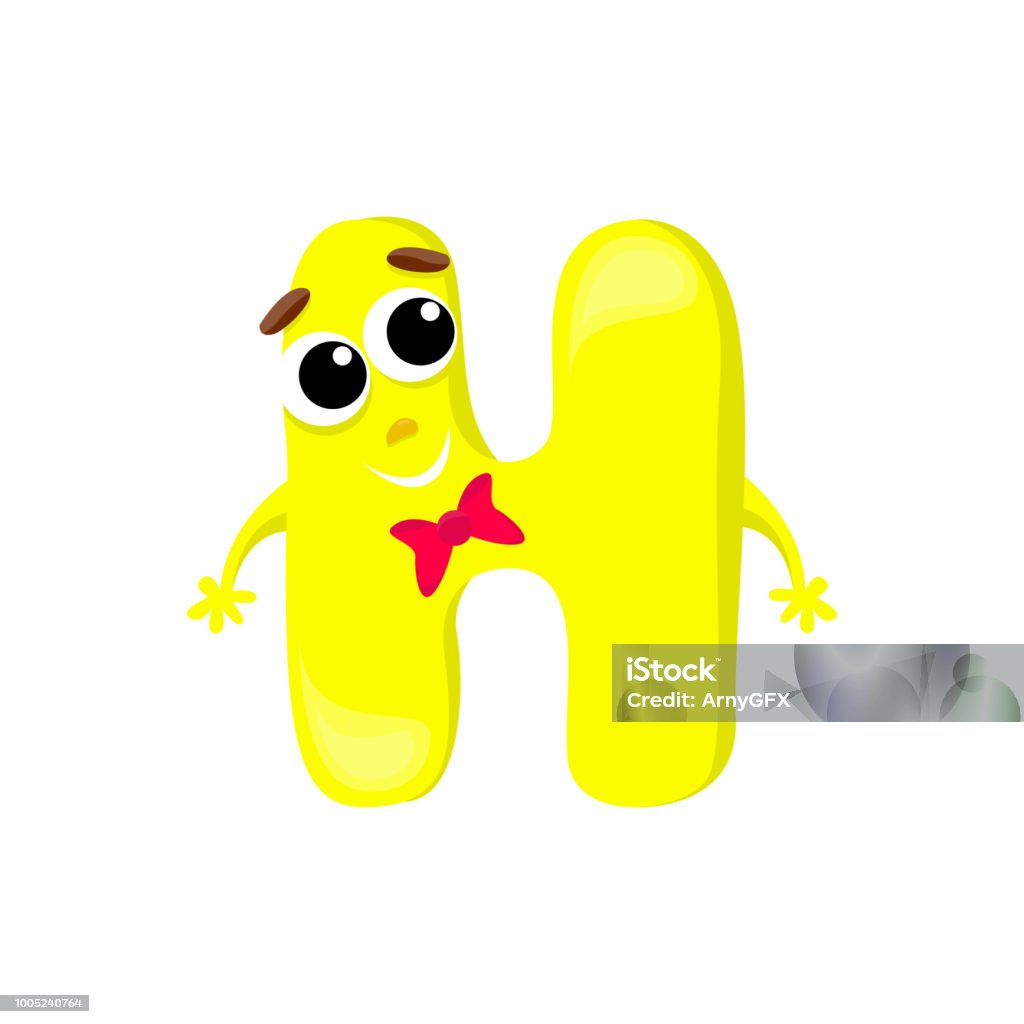 Phim Hoạt Hình Chữ H Bốn Với Khuôn Mặt Mắt Bàn Tay Lông Mày Và ...