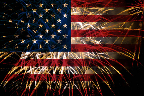 united states flag fireworks on night sky united states flag fireworks on night sky 2019 stock pictures, royalty-free photos & images