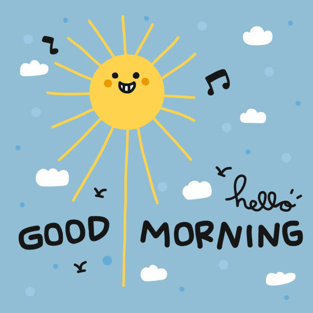 Hello Good Morning Happy Sun Smile Cartoon Doodle Vector Illustration Stock  Illustration - Download Image Now - iStock