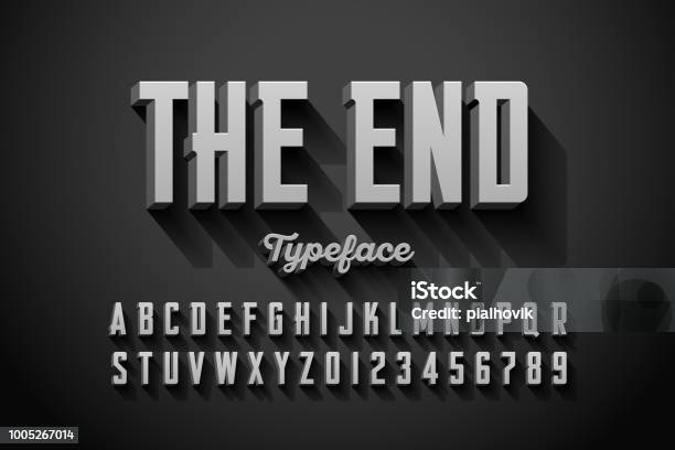 Retro Style Condensed Font Stock Illustration - Download Image Now - Movie, Typescript, Film Industry