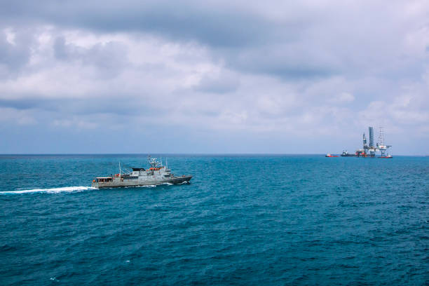 istock Grey modern warship sailing in the sea 1005270352