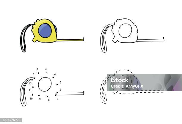 Set Of Yellow Selfretracting Metal Tape Measure For Kids Drawing Vector  Illustrations Of Hand Drawn Element Educational Children Painting Game  Stock Illustration - Download Image Now - iStock