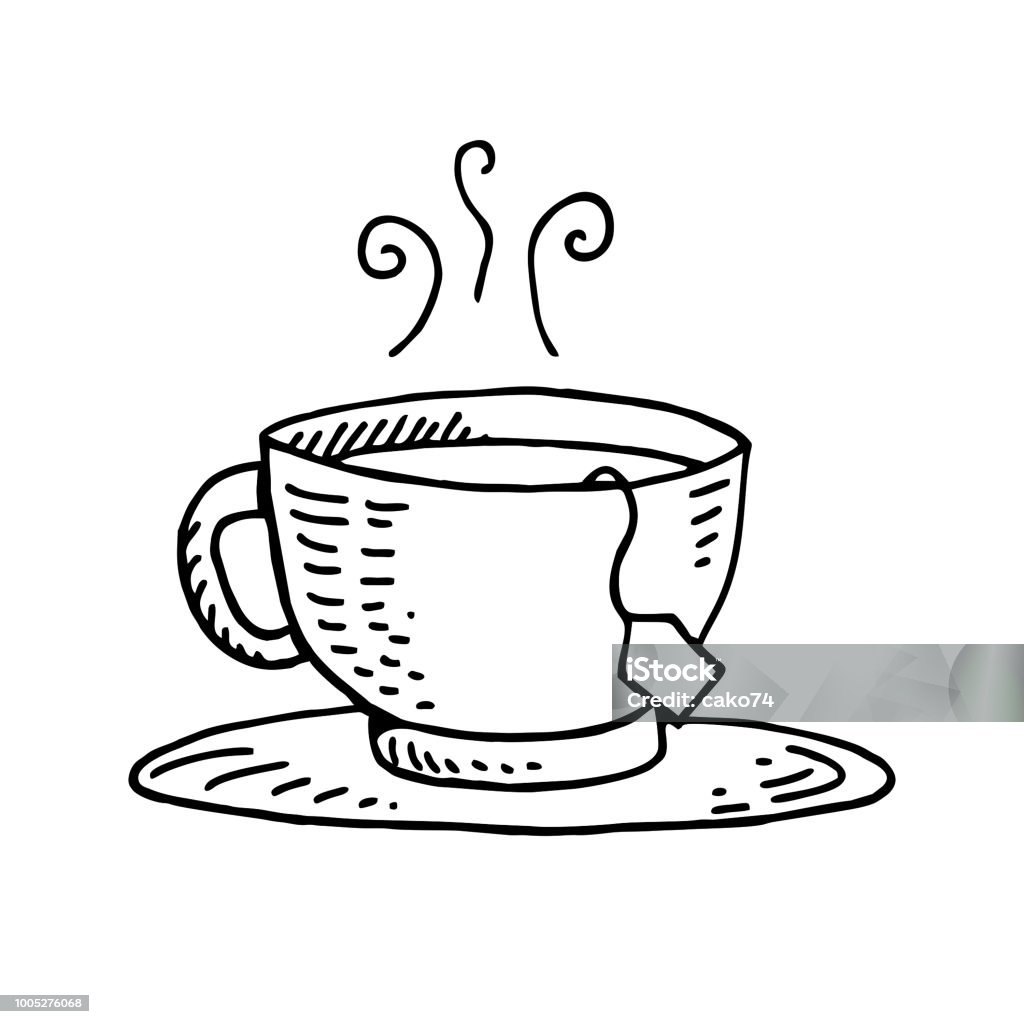 Tea bag hand-drawn illustration tea bag Tea - Hot Drink stock vector