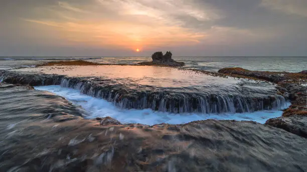 The water flow motion on bulakan beach,  anyer,  indonesia