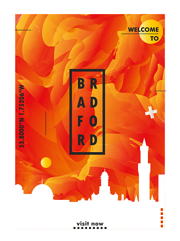 Uk United Kingdom Bradford Skyline City Gradient Vector Poster Stock ...